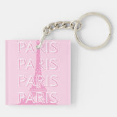 パリ旅行アート、旅行アート、アー名門私立校風のト、ピンク キーホルダー (裏面)