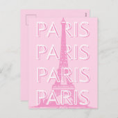 パリ旅行アート、旅行アート、アー名門私立校風のト、ピンク シーズンポストカード (正面/裏面)