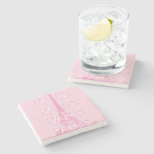 パリ旅行アート、旅行アート、アー名門私立校風のト、ピンク ストーンコースター (横)