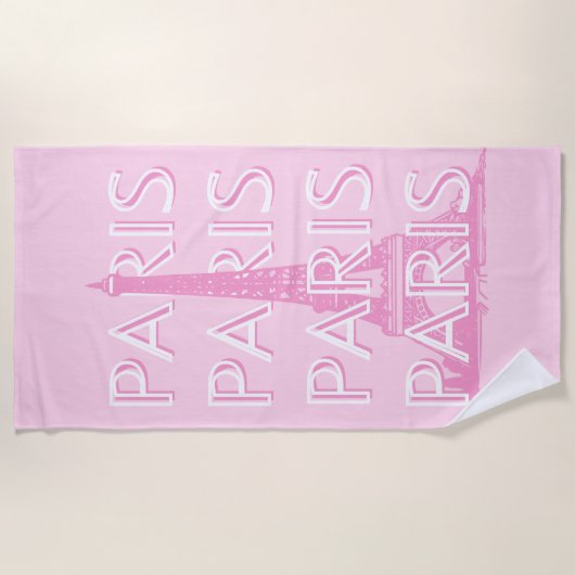 パリ旅行アート、旅行アート、アー名門私立校風のト、ピンク ビーチタオル (正面)