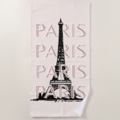 パリ旅行アート、旅行アート、パステル、ミニマリスト ビーチタオル (正面)