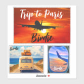 パリ旅行（旅行切手）飛行機スーツケース シール (シート)