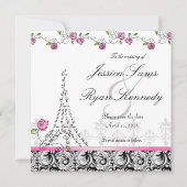 パリ日付のカード結婚白黒の保存 セーブザデート (正面)