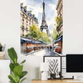 パリ水彩画 ポスター (ホームオフィス)