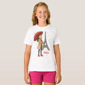 パリ疑問に思ス" - Dziewczyna z parasolkpod Wieaeż Tシャツ (正面フル)