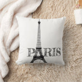 パリ白黒エッフェル塔 クッション (ブランケット)
