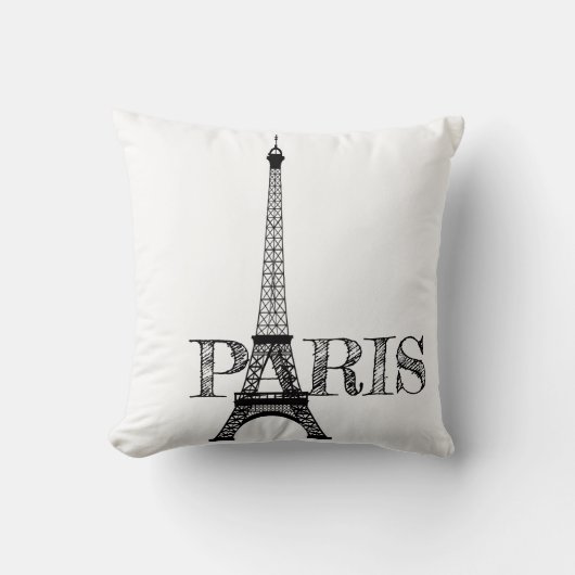 パリ白黒エッフェル塔 クッション (正面)
