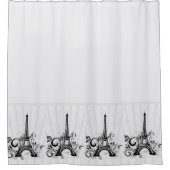 パリ白黒エレガントフローリッシュ シャワーカーテン (正面)