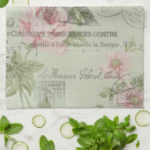 パリ真新しいピンクの花の植物のエッフェル塔 キッチンタオル (折り畳み)