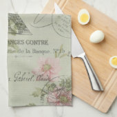 パリ真新しいピンクの花の植物のエッフェル塔 キッチンタオル (四つ折り)