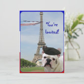 パリ祭のパーティの招待状のフレンチ・ブルドッグ 招待状 (スタンド正面)