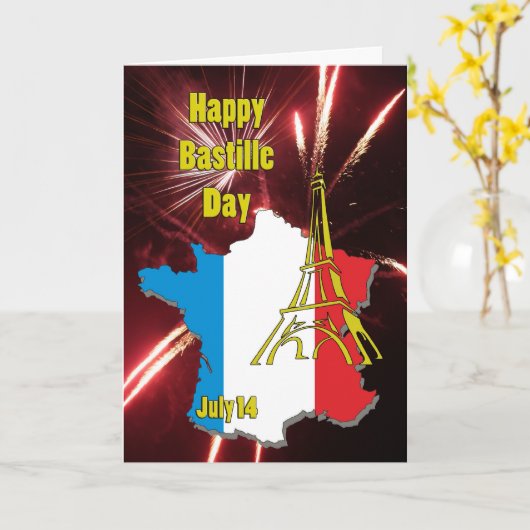 パリ祭7月14日 カード (黄色い花)