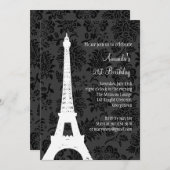パリ第21の誕生日(黒) 招待状 (正面/裏面)
