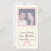 パリ結婚のピンクのエッフェルタワー セーブザデート (正面)