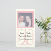 パリ結婚のピンクのエッフェルタワー セーブザデート (スタンド正面)