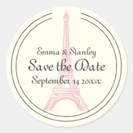 パリ結婚のピンクのエッフェルタワー ラウンドシール