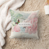 パリ結婚のヴィンテージシャビーシックなピンクローズカスタム クッション (ブランケット)