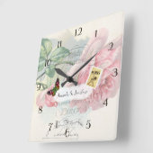 パリ結婚のヴィンテージシャビーシックなピンクローズカスタム スクエア壁時計 (傾斜)