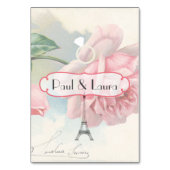 パリ結婚のヴィンテージシャビーシックなピンクローズカスタム テーブルナンバー (裏面)