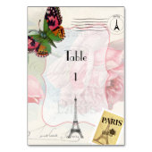 パリ結婚のヴィンテージシャビーシックなピンクローズカスタム テーブルナンバー (正面)