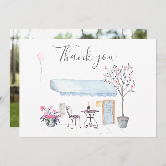 パリ結婚の感謝してい写真 サンキューカード (正面/裏面)