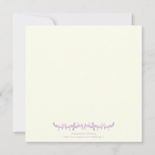 パリ結婚の紫エッフェルタワーアイボリー 招待状 (裏面)