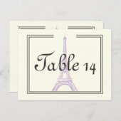 パリ結婚の紫色のエッフェルタワーのテーブル番号 ポストカード (正面/裏面)