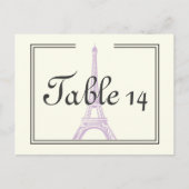 パリ結婚の紫色のエッフェルタワーのテーブル番号 ポストカード (正面)