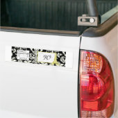 パリ結婚ブラックダマスク水ボトルラベル バンパーステッカー (トラック上)