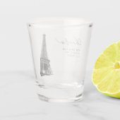 パリ結婚式の引き出物エッフェルタワーモダンショットグラス ショットグラス (裏面)