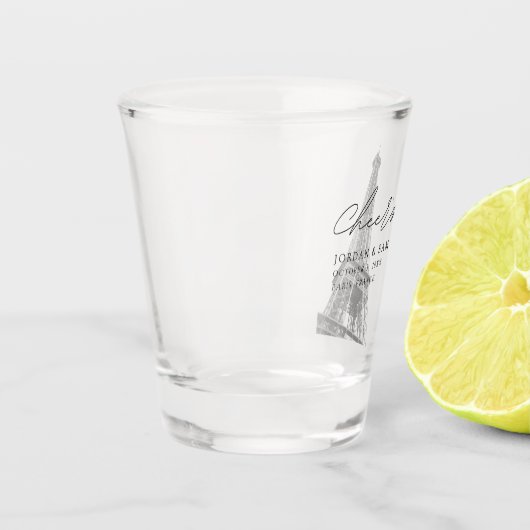 パリ結婚式の引き出物エッフェルタワーモダンショットグラス ショットグラス (左)