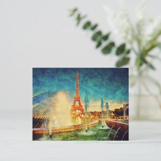 パリ絵を描ビューとツアーエッフェルと噴水 ポストカード (スタンド正面)