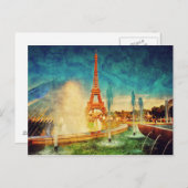 パリ絵を描ビューとツアーエッフェルと噴水 ポストカード (正面/裏面)