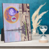 パリ航空絵画とエッフェルタワー、プードル、A フォトプラーク (側面)