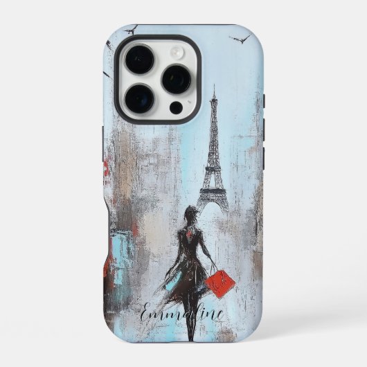 パリ行きの女性 iPhoneケース (裏面)
