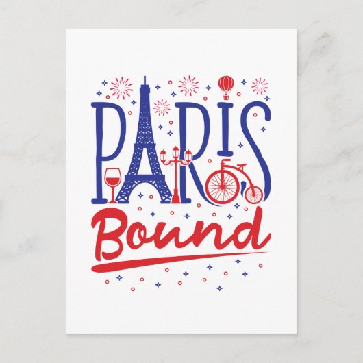パリ行きフランス旅行旅行者 ポストカード (正面)