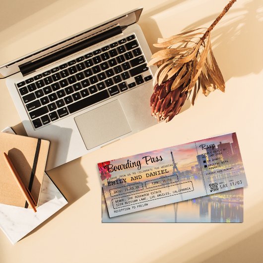 パリ行き先搭乗結婚パス 招待状