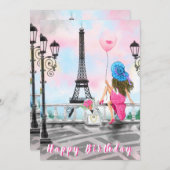 パリ誕生日カードウィズエッフェルタワー (正面/裏面)