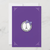 パリ誕生日ガールズパープルエッフェルタワー招待状 招待状 (裏面)