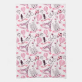 パリ誕生日シャワー結婚パーティーズピンク キッチンタオル (縦)