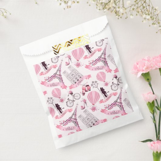 パリ誕生日シャワー結婚パーティーズピンク フェイバーバッグ (封をした状態)