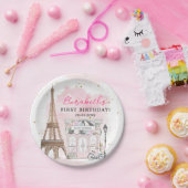 パリ誕生日パリジャンカフェティーパーティー誕生日 ペーパープレート (パーティー)