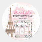パリ誕生日パリジャンカフェティーパーティー誕生日 ラウンドシール (正面)