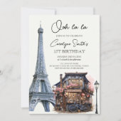 パリ誕生日パリジャンカフェティーパーティー誕生日 招待状 (正面)