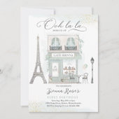 パリ誕生日パリジャンカフェティーパーティー誕生日 招待状 (正面)