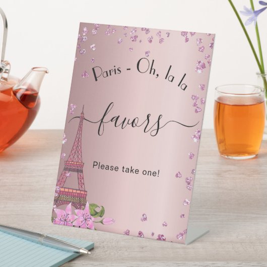 パリ赤面ピンクエッフェルタワーパーティーの好意 台座サイン (インサイチュ)
