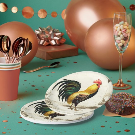 パリ農園の雄鶏任意の目的パーティープレート ペーパープレート (複数)