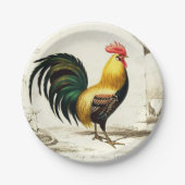 パリ農園の雄鶏任意の目的パーティープレート ペーパープレート (正面)