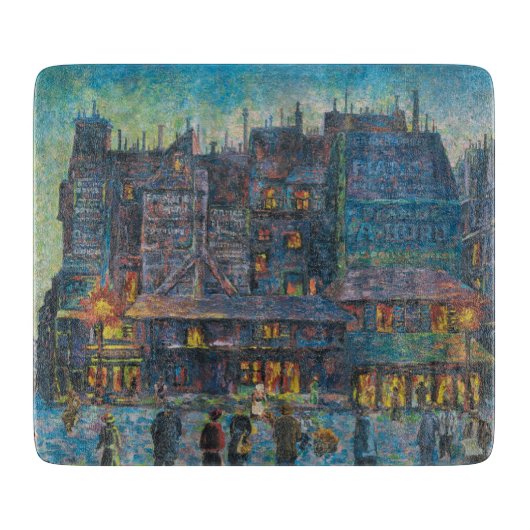 パリ通りライトアップフランスのナイトアート カッティングボード (正面)