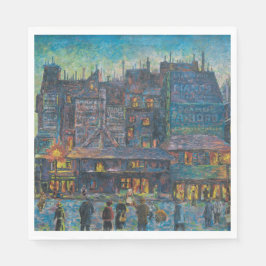 パリ通りライトアップフランスのナイトアート スタンダードランチョンナプキン
